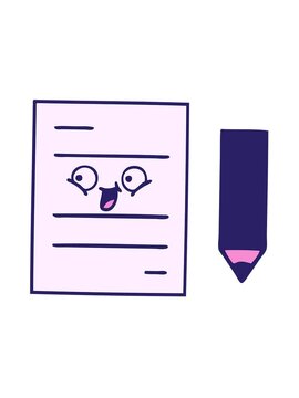 vibrating motion animation of cute cartoon of a test paper