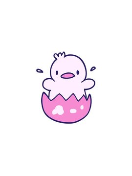 jumping motion animation of cute cartoon doodle chick
