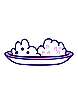 neon light effect animation of brazillian rice dish with lime and meat drawing