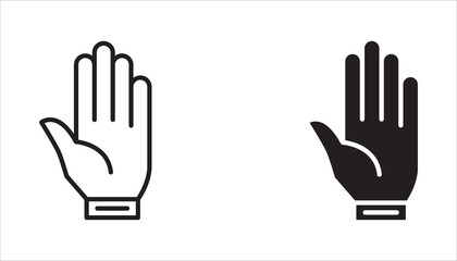 Fototapeta premium Hand icon set. Palm icon. Hand symbol collection. Hand icon symbols for participating, stopping, and voting. Vector graphic outline style design illustration.