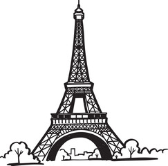 Obraz premium Eiffel Tower line art vector illustration of the Paris landmark isolated