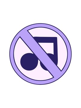 jiggle motion animation of cute cartoon of a no music sign