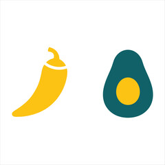 Fototapeta premium Banana and avocado fruit icons
