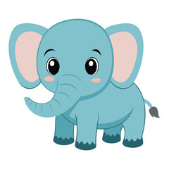 Obraz premium Cute Cartoon Elephant Character Illustration on White Background