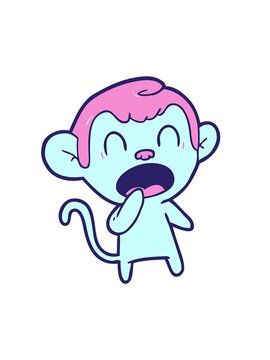 attention grabbing animation of yawning cartoon monkey