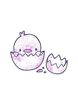neon light effect animation of cute cartoon chick hatching from egg