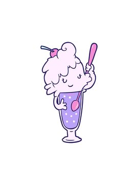 popping motion animation of a cartoon ice cream soda girl