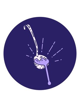 shaking motion animation of icon of a tattoo style ladle of gravy