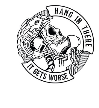 Hang In There Tactical Skull SVG, Funny Coffee Skeleton SVG, Skull SVG