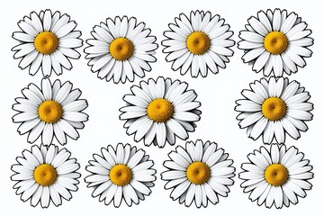 a bunch of daisies on a white background © He