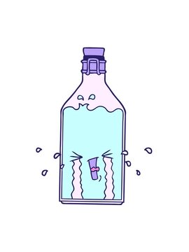 jiggle motion animation of cartoon old bottle