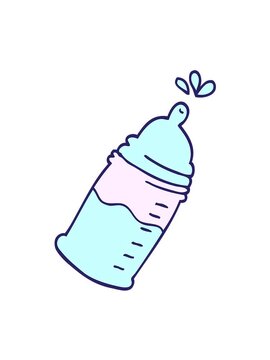 vibrating motion animation of cartoon doodle baby bottle