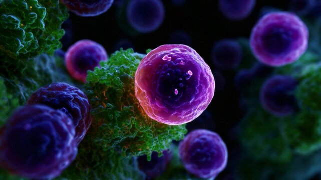 Microscopic View of Colorful Bacterial Cells in a Vibrant Microenvironment, Showcasing Their Unique Structure and Appearance at Different Angles of Observation