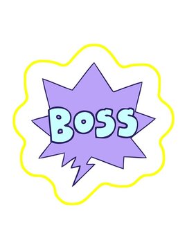 radioactive glowing animation of cartoon word boss with speech bubble