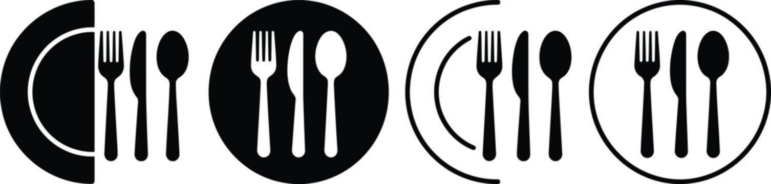 Variety of plate settings with utensils and dishes