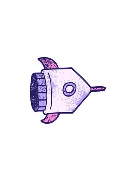 starburst effect animation of cartoon doodle spaceship