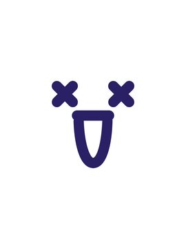 flashy sales animation of super happy dead face icon