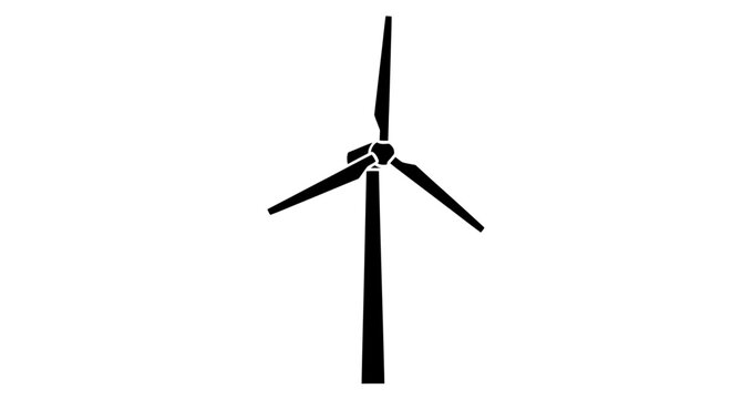 Single Wind Turbine Vector Stencil Illustration Isolated on White Background for Renewable Energy and Clean Power Concepts