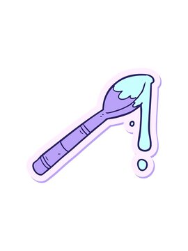 splitting motion animation of sticker of a cartoon spoonful of honey