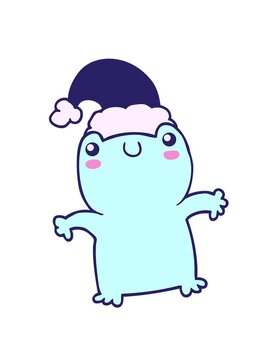 shaking motion animation of cute cartoon frog wearing christmas hat