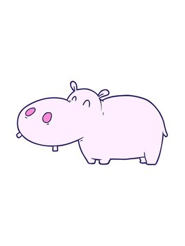 jiggle and pause animation of cartoon hippo