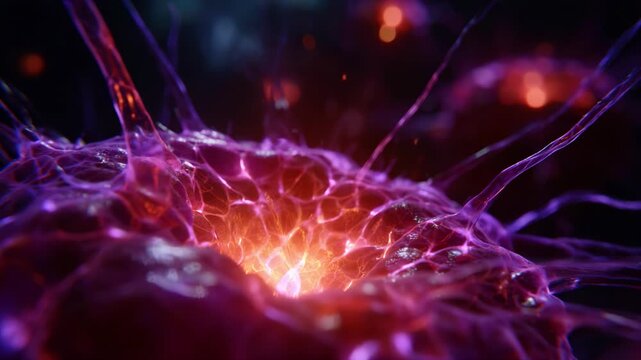 A Stunning Visual of Neurons Firing with Vibrant Colors and Intricate Details Capturing the Essence of Biological Communication in a Microscopic World