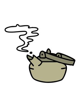 bobbing motion animation of a hot japanese teapot steaming