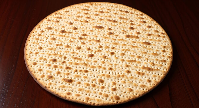 A plate of matzo on a table.