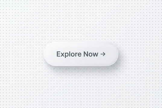 Explore now button on a clean dotted background, modern user interface element with neumorphism design