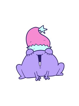 spinning motion animation of cute cartoon christmas frog