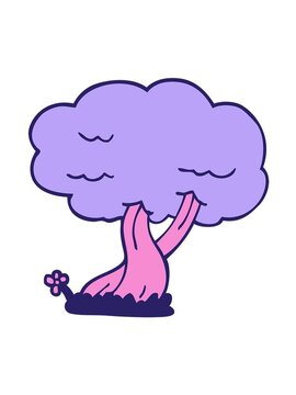 jiggle motion animation of cartoon doodle tree