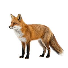 Fototapeta premium Red Fox Standing on a White Background - Isolated on a Transparent Background PNG