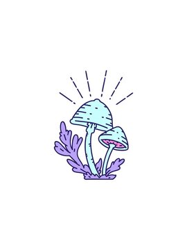 flashy sales animation of mushroom illustration