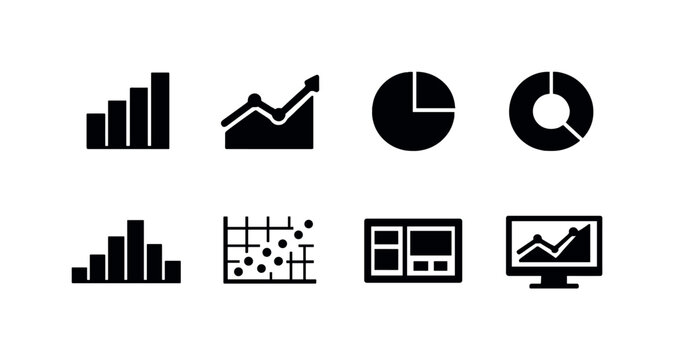 UI data visualization: bar chart, line graph, pie chart, donut chart, histogram, scatter plot, dashboard panel, analytics screen