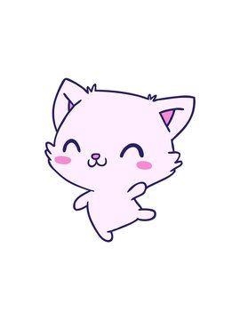 popping motion animation of cartoon illustration of cute kawaii cat