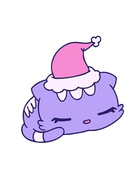 shaking motion animation of hand drawn christmas of kawaii cat
