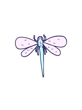 jumping motion animation of cartoon doodle dragonfly