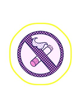 radioactive glowing animation of comic book style cartoon of a no smoking allowed sign