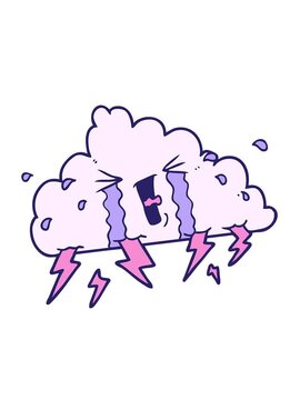 attention grabbing animation of cartoon thundercloud