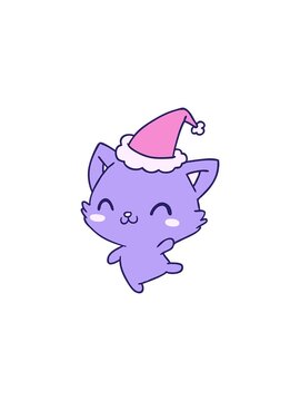 starburst effect animation of hand drawn christmas cartoon of kawaii cat