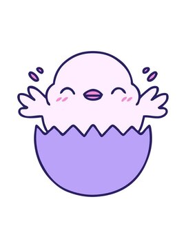 pixelize effect animation of cartoon of a cute baby bird hatching from an egg shell