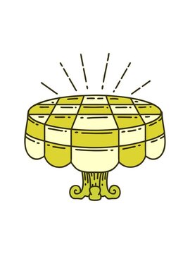 changing color animation of illustration of a traditional tattoo style cafe table