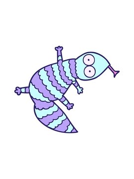 splitting motion animation of cartoon lizard