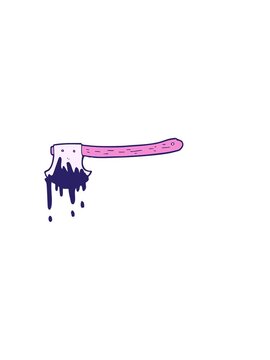 horizontally vibrating animation of cartoon bloody axe