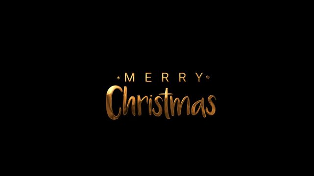 Golden merry christmas text on black background. Festive and elegant holiday design suitable for greeting cards or banners.
