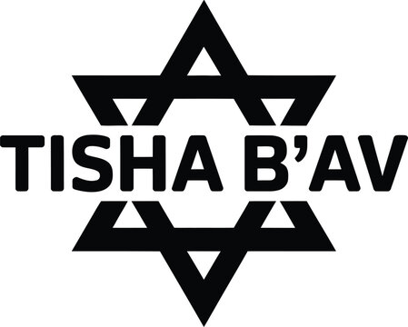 Black star of david pattern with tisha b' av text jewish symbol