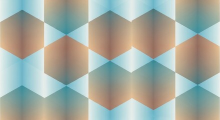 Geometric pattern, 3D hexagons, brown blue gradient, abstract background texture