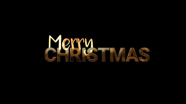 Merry christmas in elegant gold font on black background. Perfect for holiday designs, greeting cards, festive promotions, and decorations.