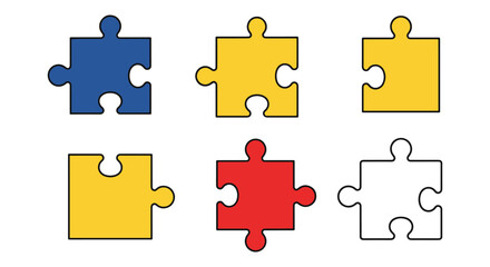 Naklejka premium Jigsaw Line art vector set abstract simple graphic