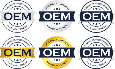 Obraz premium OEM badge logo collection original equipment manufacturer label set vintage and gold premium style vector